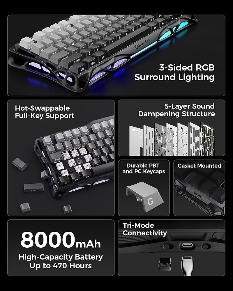 Amazon.com: GravaStar Mercury K1 75% Wireless Mechanical